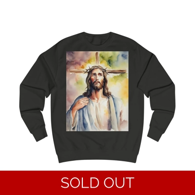 Jesus Christ Cross Watercolor Portrait Painting Sweatshirt Jesus Christ Cross Watercolor Portrait Painting Sweatshirt